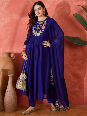 Sangria Embroidered Kurta, Trouser/Pant & Dupatta Set