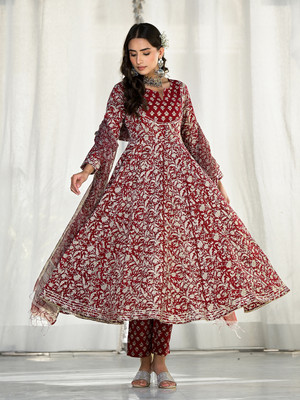 DIVENA Floral Print Kurta, Trouser/Pant & Dupatta Set