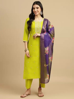 Maancreation Embroidered Kurta, Trouser/Pant & Dupatta Set