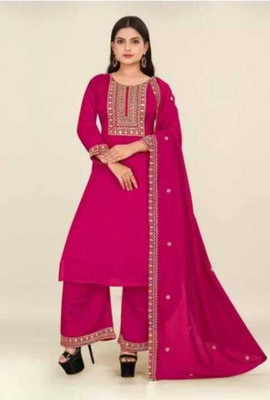 HIYAN TEXTILES Women Embroidered Anarkali Kurta(Pink)