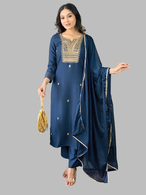 Tective Embroidered Kurta, Trouser/Pant & Dupatta Set