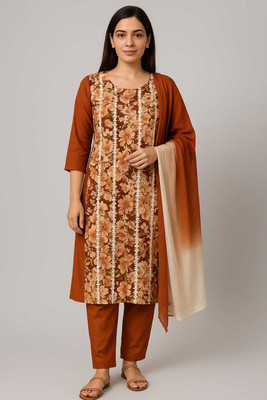 CornHubb.in Printed Kurta, Trouser/Pant & Dupatta Set