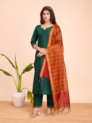 CreationRajvi Solid, Printed Kurta, Trouser/Pant & Dupatta Set