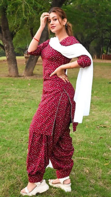 AAKASH Printed Kurta, Patiala & Dupatta Set