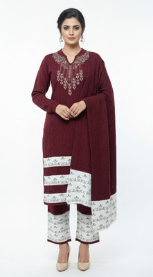 Trendyz Embroidered Kurta, Palazzo & Dupatta Set