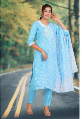 Jaipur fashion factory Embroidered Kurta, Trouser/Pant & Dupatta Set
