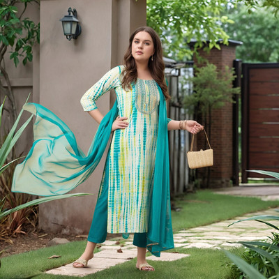 Tasrika Embroidered Kurta, Trouser/Pant & Dupatta Set