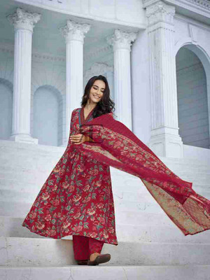 Aditi Tex Fab Floral Print Kurta, Trouser/Pant & Dupatta Set