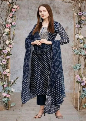 NITYARA Embroidered Kurta, Churidar & Dupatta Set