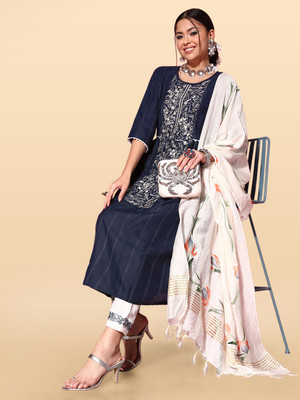 Anouk Rustic Embroidered Kurta, Trouser/Pant & Dupatta Set