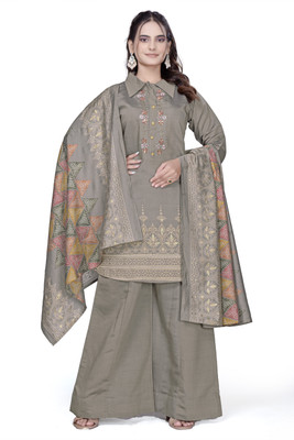 FASHNETIC Embroidered Kurta, Palazzo & Dupatta Set