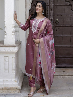 TARTAM Embroidered, Solid Kurta, Trouser/Pant & Dupatta Set