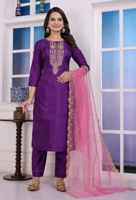 Avnisa Enterprise Embroidered Kurta, Trouser/Pant & Dupatta Set