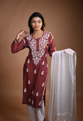 MALKIAT Embroidered Kurta, Trouser/Pant & Dupatta Set