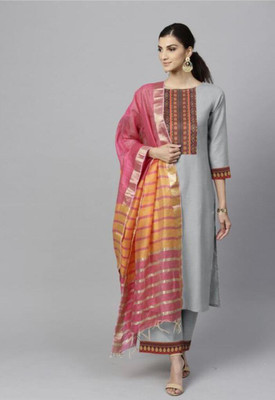 SoshrepCreation Woven Kurta, Palazzo & Dupatta Set