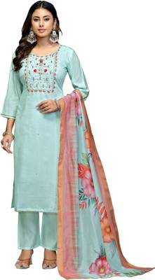 NEGRONI Embroidered Kurta, Trouser/Pant & Dupatta Set