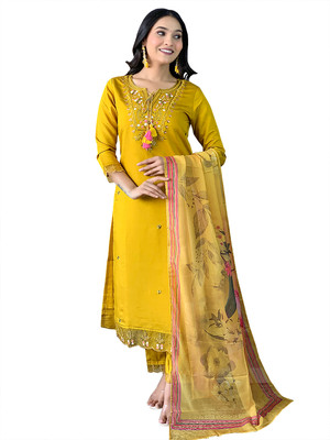 RADHEKRISHNA FASHIONABLES Woven Kurta, Salwar & Dupatta Set