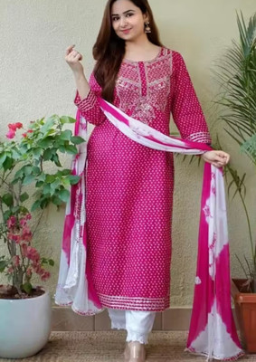 Sita Ramam Fashion Embroidered Kurta, Salwar & Dupatta Set