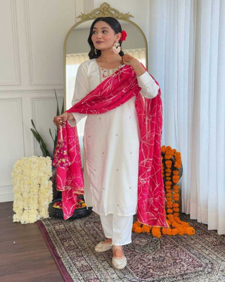 Nejadhari Fshion Embroidered Kurta, Trouser/Pant & Dupatta Set