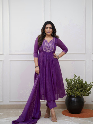 VHCLOTHES Printed Kurta, Palazzo & Dupatta Set