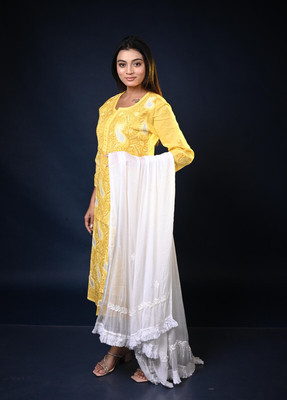MALKIAT Embroidered Kurta, Trouser/Pant & Dupatta Set
