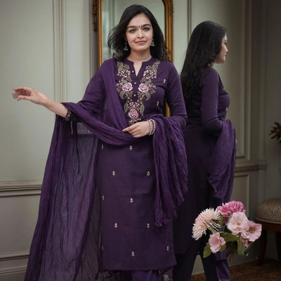 Tylissa Embroidered Kurta, Trouser/Pant & Dupatta Set