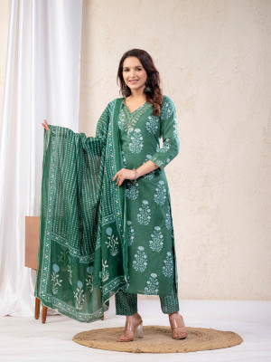 Kiya Enterprise Floral Print Kurta, Trouser/Pant & Dupatta Set