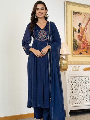 RADHEKRISHNA FASHIONABLES Embroidered Kurta, Salwar & Dupatta Set