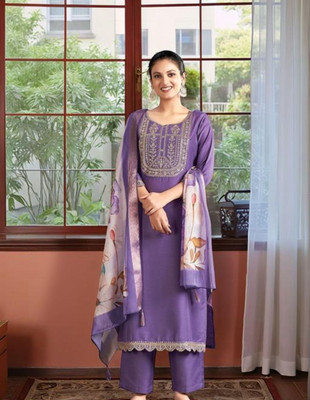 khodal creation Embroidered Kurta, Palazzo & Dupatta Set
