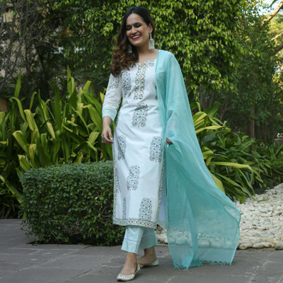 Rekha Tex Fab Printed Kurta, Palazzo & Dupatta Set