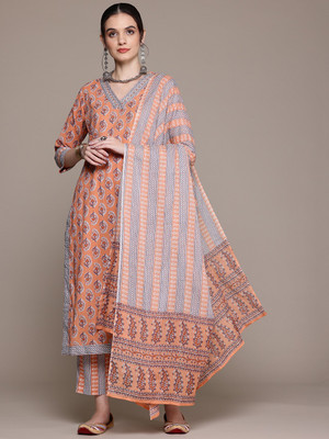 Readiprint Fashions Printed Kurta, Palazzo & Dupatta Set