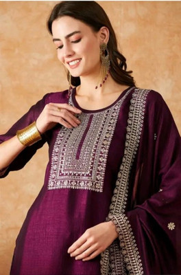 A One Collection Embroidered Kurta, Salwar & Dupatta Set
