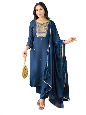 Panchani Embroidered Kurta, Trouser/Pant & Dupatta Set