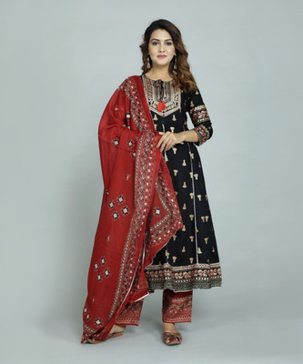 GVS SHOPPE Printed Kurta, Palazzo & Dupatta Set