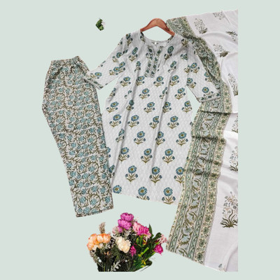 YashioG Fashion Floral Print Kurta, Trouser/Pant & Dupatta Set