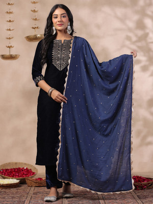 Ishin Self Design Kurta, Trouser/Pant & Dupatta Set