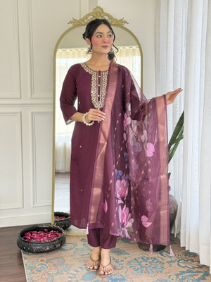 jeck-art Embroidered Kurta, Trouser/Pant & Dupatta Set