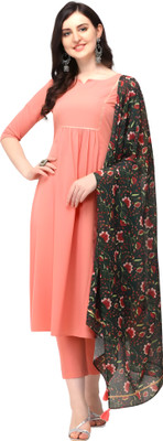 Dirika Solid Anarkali Kurta, Bottom & Dupatta Set