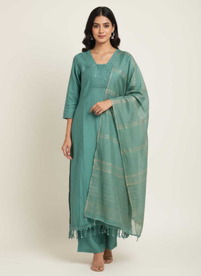 AARDHYA COLLECTION Embroidered Kurta, Palazzo & Dupatta Set