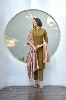 Fadland Solid Kurta, Trouser/Pant & Dupatta Set