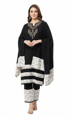 Trendyz Embroidered Kurta, Palazzo & Dupatta Set