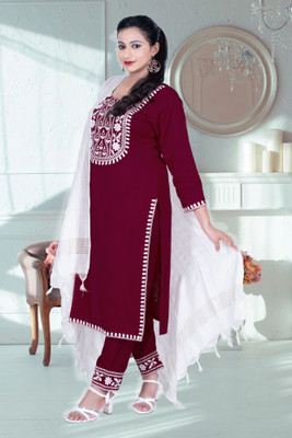 SABRANG MIX & MATCH Embroidered Kurta, Trouser/Pant & Dupatta Set