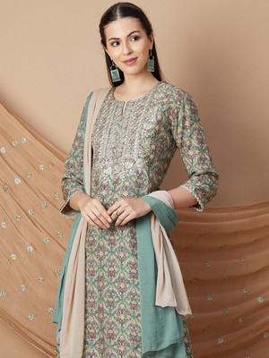 Melange by Lifestyle Embroidered Kurta, Trouser/Pant & Dupatta Set