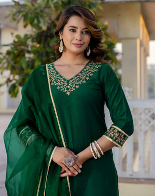 Tasrika Embellished, Embroidered Kurta, Salwar & Dupatta Set