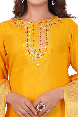 Mahi Fashion Embroidered, Floral Print Kurta, Trouser/Pant & Dupatta Set