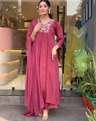 CLOTHCLICK Self Design Kurta, Palazzo & Dupatta Set