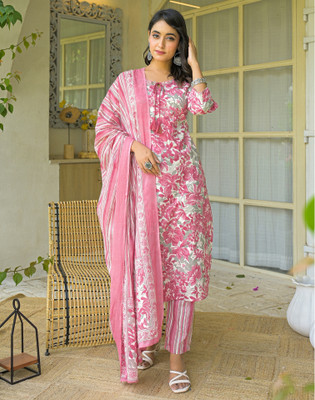 Skylee Printed, Embellished Kurta, Trouser/Pant & Dupatta Set