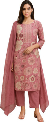 Sylora Floral Print Kurta, Palazzo & Dupatta Set