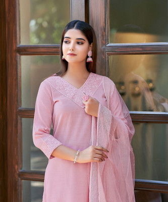 Maa Bhakti Enterprise Embroidered Kurta, Trouser/Pant & Dupatta Set