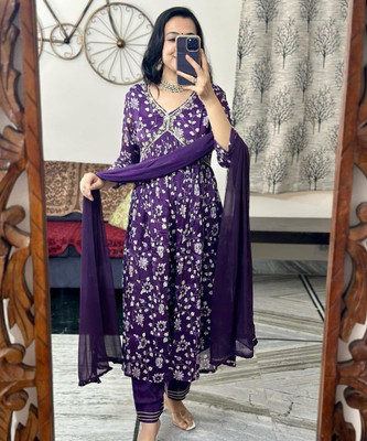 Harshita Creation Embroidered Kurta, Palazzo & Dupatta Set